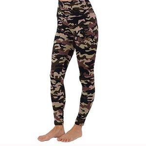 High waisted Fleece Line Camouflage Green Leggings